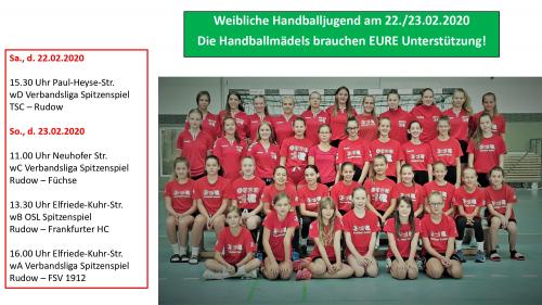 Die Handballmädels brauchen am Wochenende Eure Unterstützung